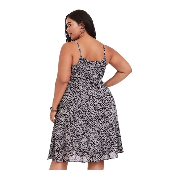 TORRID Black White Cheetah Print Sleeveless Skater Dress Knee Length Size 2X - Picture 3 of 6